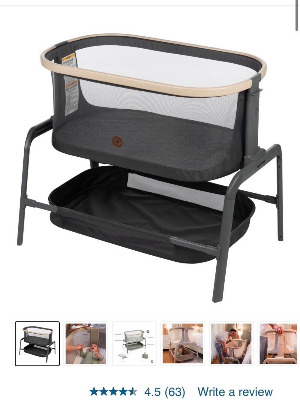 Maxi Cosi Iora Bassinet 8! Black and beige